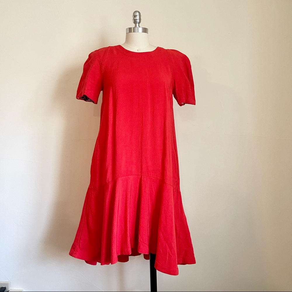 Anthropologie Maeve Red/Orange Flounce Dress